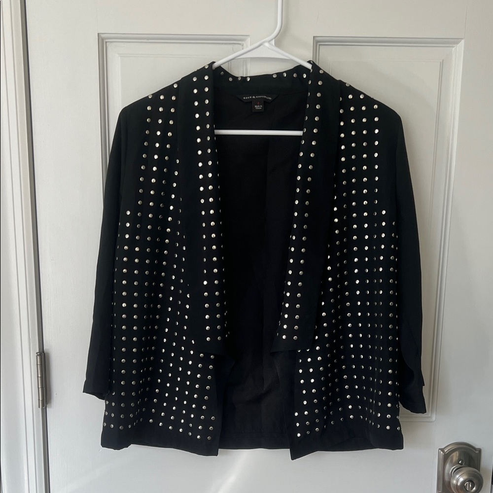 Rock & Republic Black Blazer with Silver Accents Size 4
